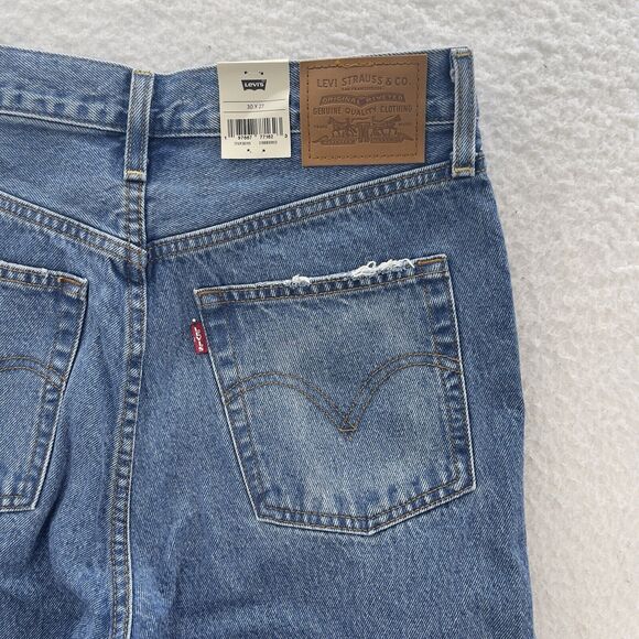 Levis Jeans Women 30 Blue Ribcage Straight Ankle Destroy Grunge Premium Denim - Picture 10 of 16